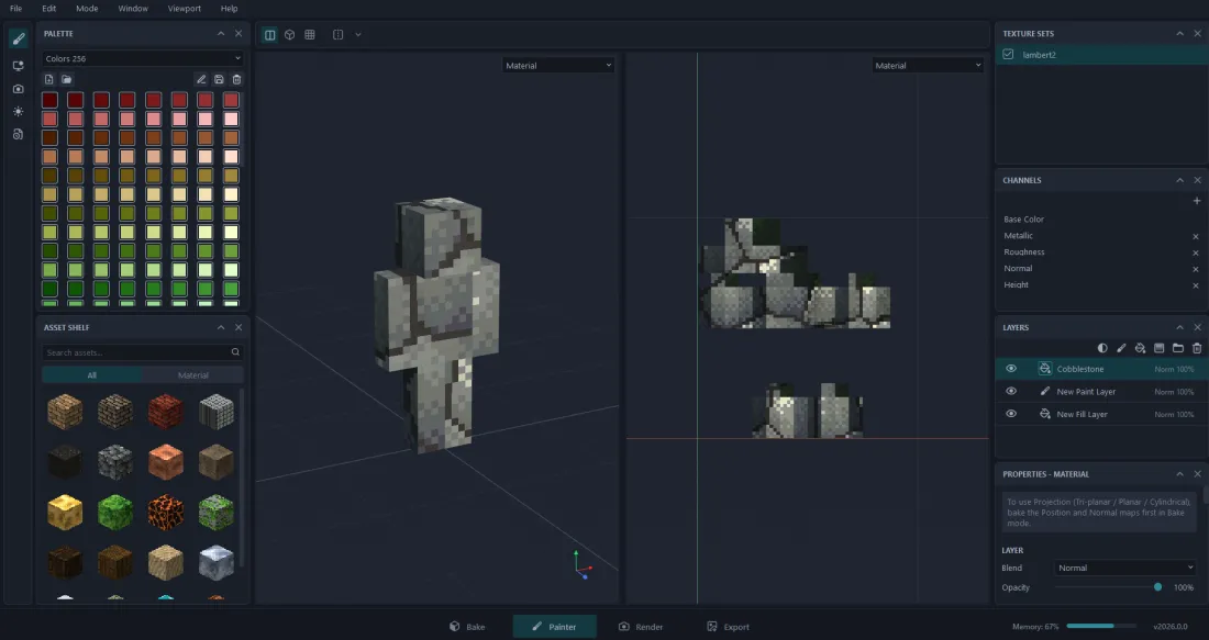 Cobblestone applied to the model
